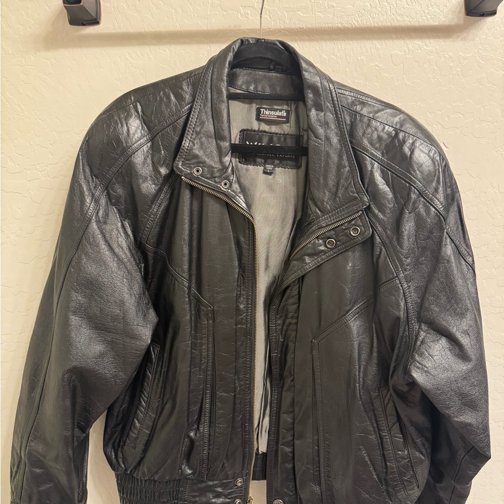 Wilson Black Leather Bomber Jacket